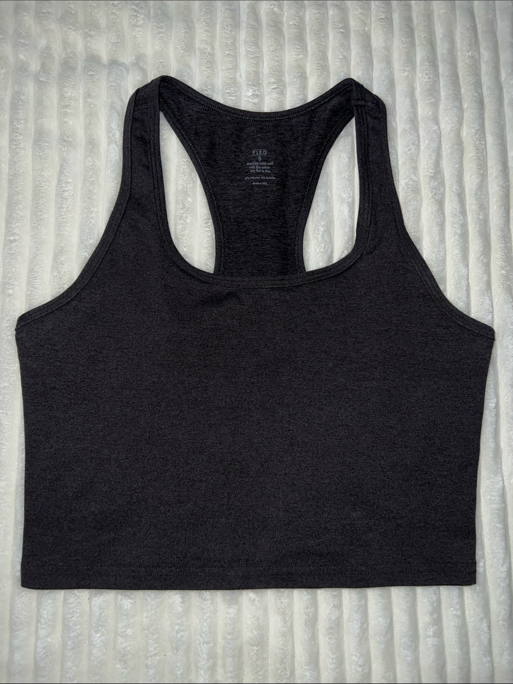 Fleo Black Racerback Crop Tank